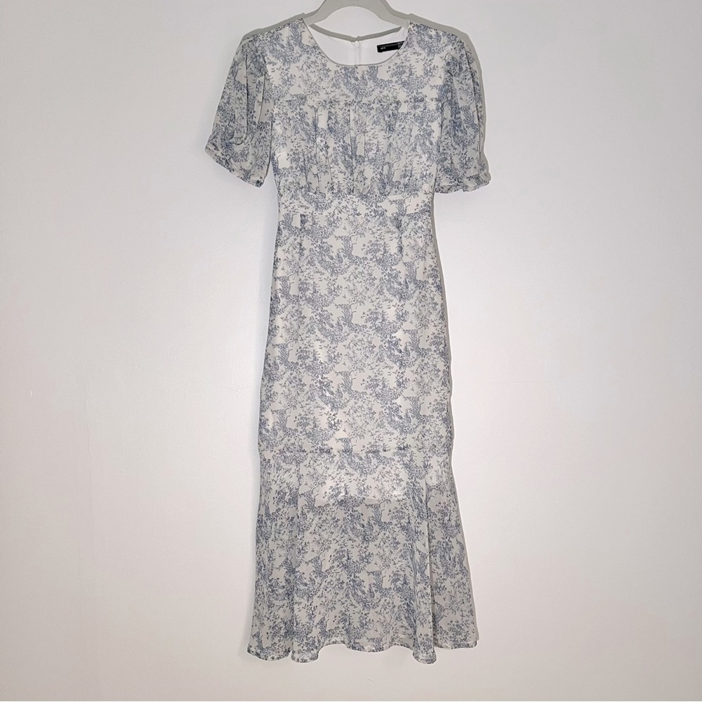 Shein DAZY Blue White Floral Mermaid Dress Print Cottage